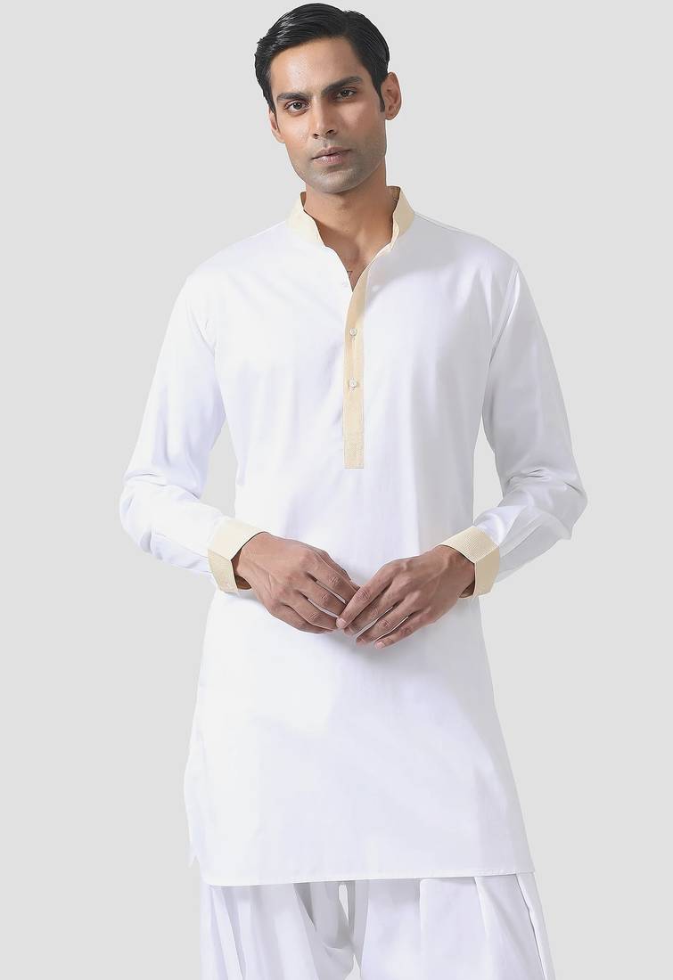 Buy designer white cotton kurta pajama set