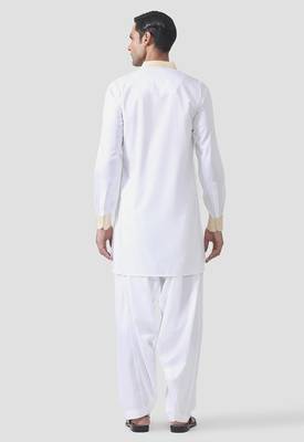 Buy designer white cotton kurta pajama set 4