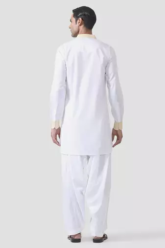 Buy designer white cotton kurta pajama set