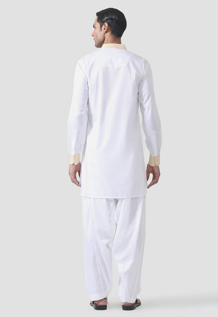 Buy designer white cotton kurta pajama set