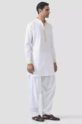 Buy designer white cotton kurta pajama set