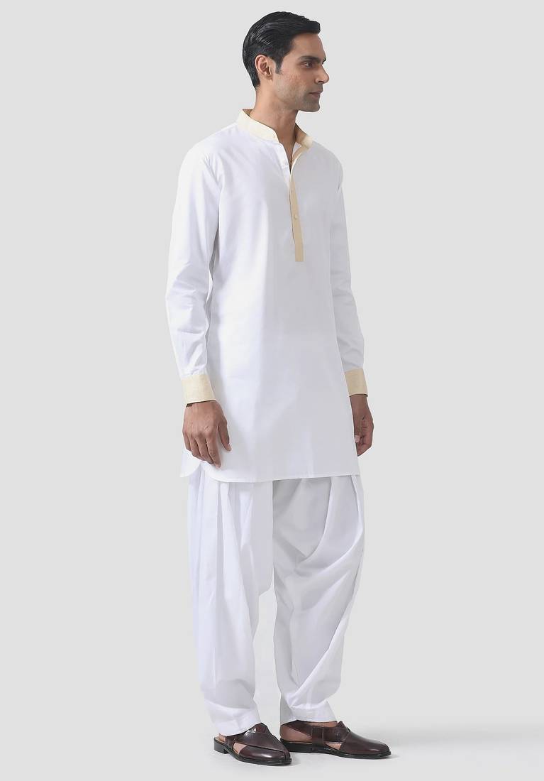 Buy designer white cotton kurta pajama set