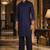 Buy blue cotton silk pathani kurta pajama set