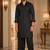 Buy black cotton silk pathani kurta pajama set