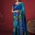 blue dola silk blend with zari weaving party wear saree