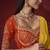 shaded mustard dola silk blend with zari weaving party wear saree