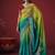 shaded olive & sky blue dola silk blend with zari weaving party wear saree