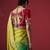 shaded olive & sky blue dola silk blend with zari weaving party wear saree