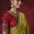 shaded olive & sky blue dola silk blend with zari weaving party wear saree