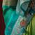 shaded olive & sky blue dola silk blend with zari weaving party wear saree