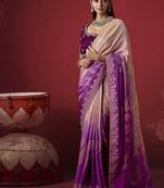 shaded lavender dola silk blend with zari weaving party wear saree