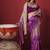 shaded lavender dola silk blend with zari weaving party wear saree