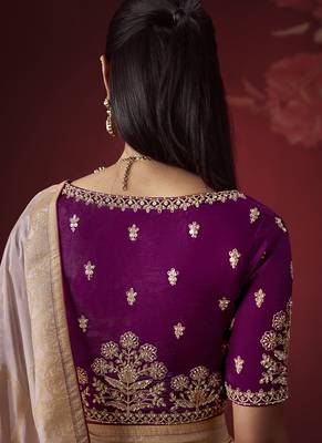 shaded lavender dola silk blend with zari weaving party wear saree 4