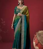 multicolour dola silk blend with zari weaving party wear saree