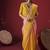 shaded baby pink & mustard dola silk blend with zari weaving party wear saree