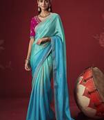 sky blue dola silk blend with zari weaving party wear saree