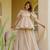 Cream crunchy silkblend foil print kurti palazzo set