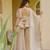 Cream crunchy silkblend foil print kurti palazzo set