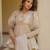 Cream crunchy silkblend foil print kurti palazzo set