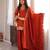 Orange fendy silk blend embroidered kurti pant dupatta set