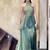 Sea green fendy satin beads work embroidered top & bottom set