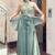 Sea green fendy satin beads work embroidered top & bottom set
