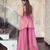 Pink fendy satin beads work embroidered top & bottom set