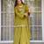 Lemon chinnon foil print kurti palazzo set with dupatta