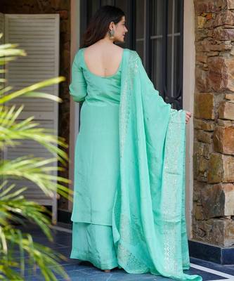 Rama chinnon foil print long kurti palazzo set 3