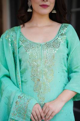 Rama chinnon foil print long kurti palazzo set 4