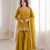 Mustard fendy silk blend kurti sharara set with hot fix dupatta