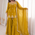 Mustard fendy silk blend kurti sharara set with hot fix dupatta