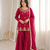 Rani pink fendy silk blend kurti sharara set with hot fix dupatta