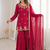 Rani pink fendy silk blend kurti sharara set with hot fix dupatta