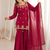Rani pink fendy silk blend kurti sharara set with hot fix dupatta