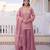 Pink fandy straight kurta palazzo dupatta set