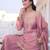 Pink fandy straight kurta palazzo dupatta set