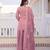 Pink fandy straight kurta palazzo dupatta set
