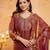 Rust fandy straight kurta palazzo dupatta set