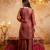 Rust fandy straight kurta palazzo dupatta set