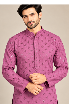 Purple Heavy Rayon Lakhnavi Sequin Thread Work Ethnic Festive Wear Kurta With Pyjama 2