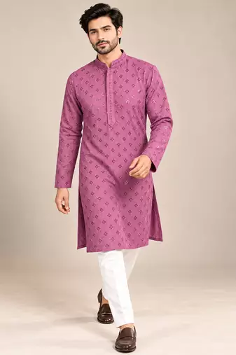 Purple Heavy Rayon Lakhnavi Sequin Thread Work Ethnic Festive Wear Kurta With Pyjama