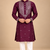 Wine Trending Premium Heavy Mirror Work Design Fabric Soft Silky Mens Ethnic Festival Wear Kurta And Pajama