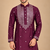 Wine Trending Premium Heavy Mirror Work Design Fabric Soft Silky Mens Ethnic Festival Wear Kurta And Pajama