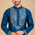 Teal Blue Trending Premium Heavy Mirror Work Design Fabric Soft Silky Mens Ethnic Festival Wear Kurta And Pajama
