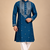 Teal Blue Trending Premium Heavy Mirror Work Design Fabric Soft Silky Mens Ethnic Festival Wear Kurta And Pajama