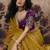 mustard organza zari work party wear saree