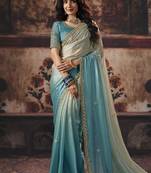 multicolor satin sequince work party wear saree