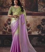 multicolor satin sequince work party wear saree