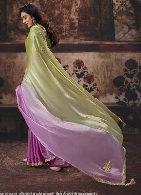 multicolor satin sequince work party wear saree 2